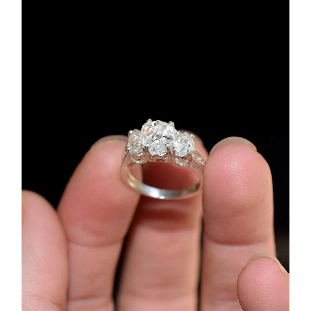 Alternative Engagement Ring Raw Stone Sterling Size 3 4 5 6 7 8 9 10 11 … - Picture 1 of 5